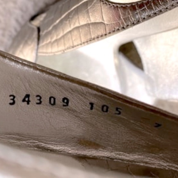 CASADEI 6027 Peep Toe Slingback High Heels in Silver Metallic Steel Sz. 7 - Picture 7 of 11